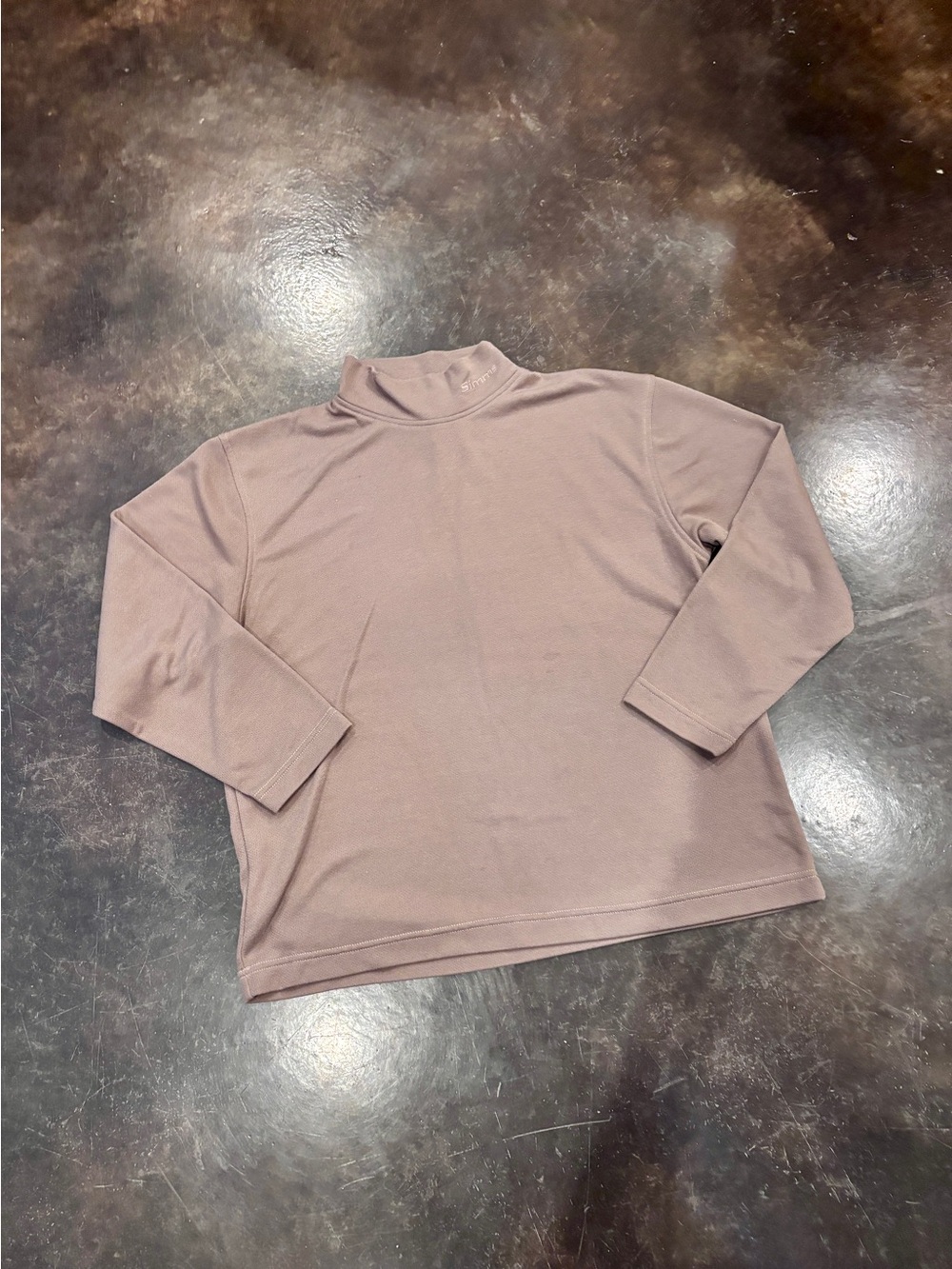 Vintage 90s Simms Taupe Mock Neck Long Sleeve Breathable Top